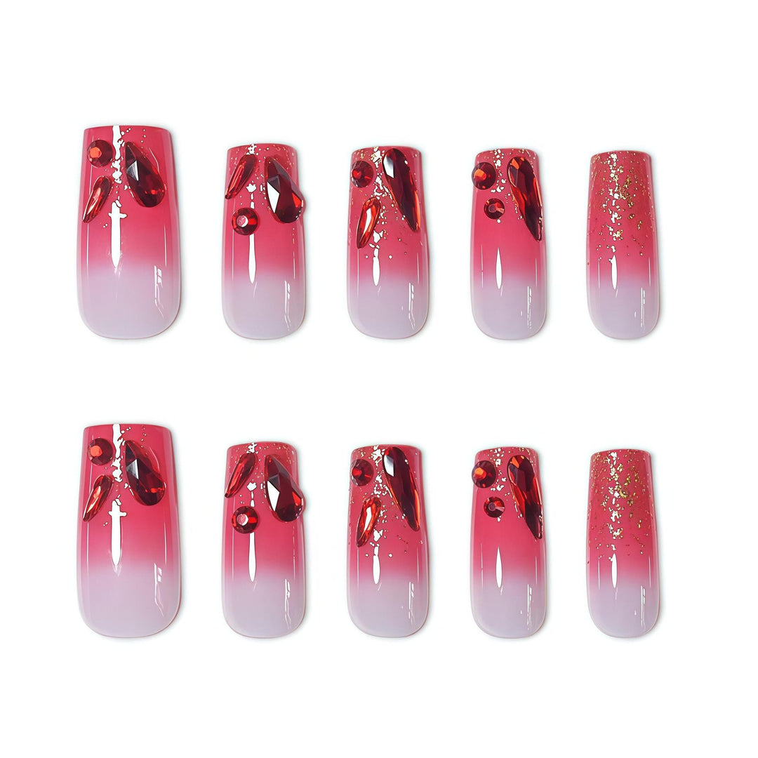 Elegante 3D Edelstein Press-On Nagelkunst Karnz