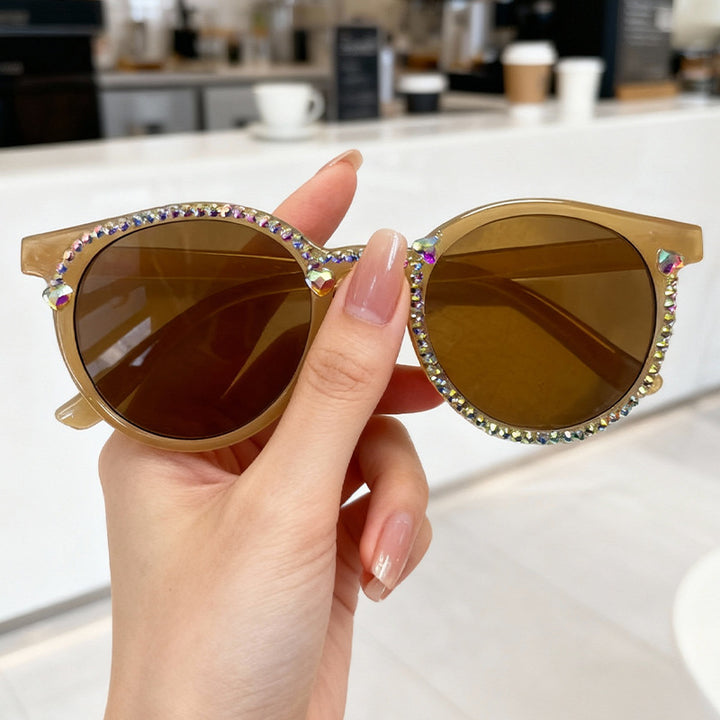 Kristallverzierte Katzenaugen-Sonnenbrille Karnz