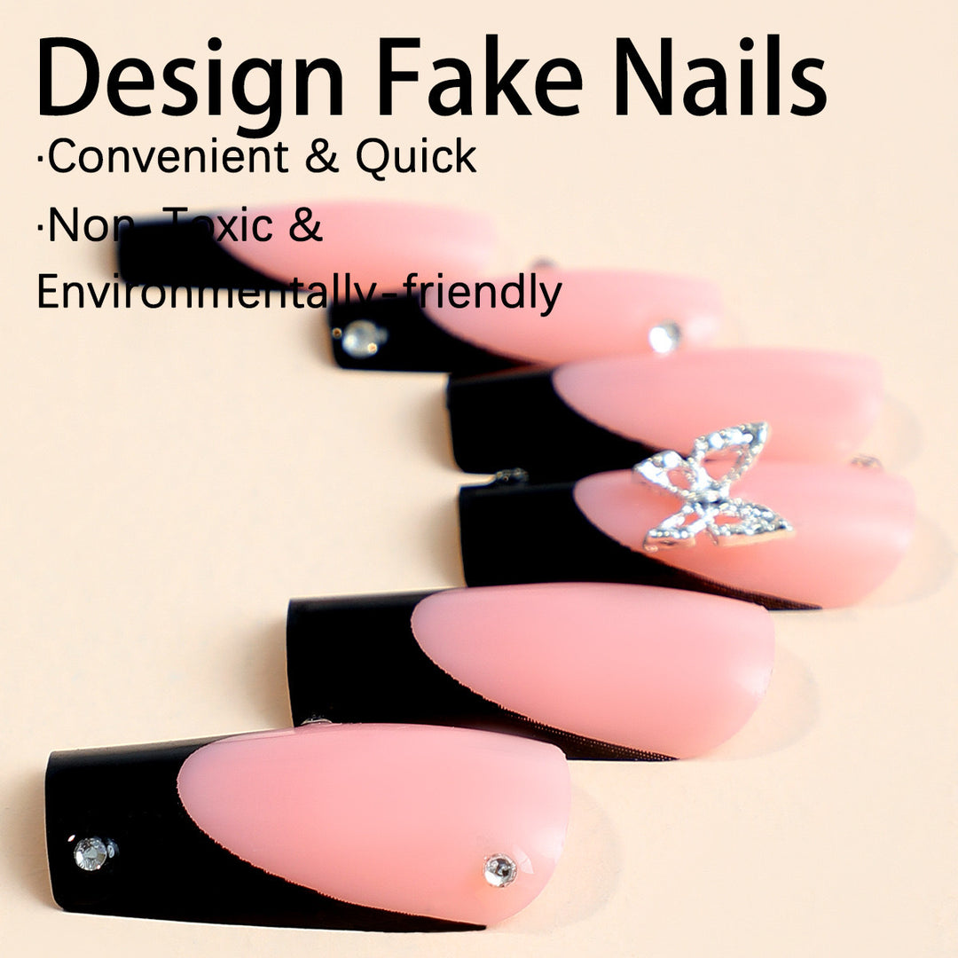 Kunstnagelset mit eleganten Strass-Details und modernen Designs Karnz