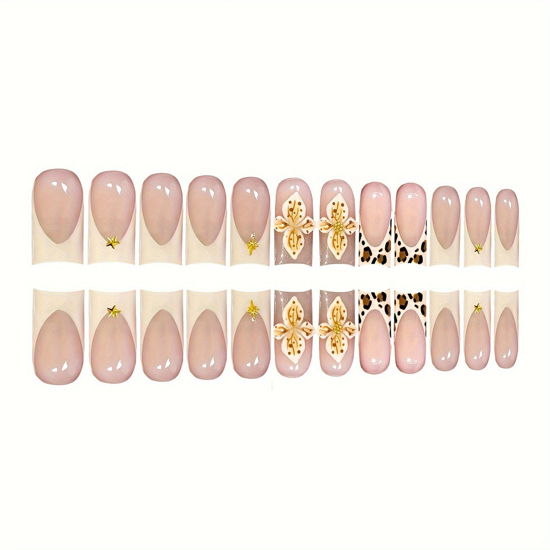 Künstlerische florale und Tierdruck Press-On Nagelkunst Karnz