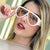 Damen modische Sichtschutz-Sonnenbrille mit breitem glamourösem Rahmen und UV-Schutz Karnz