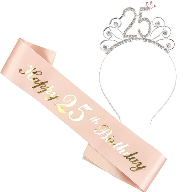 Damen Geburtstags-Tiara und Schärpe Set Karnz