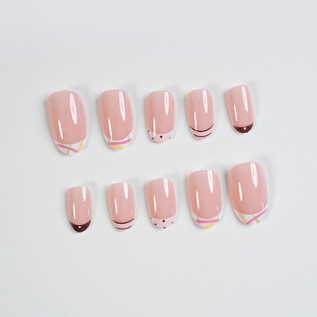 Trendige French Tip Press-On Nägel