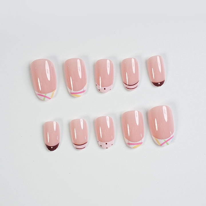 Trendige French Tip Press-On Nägel