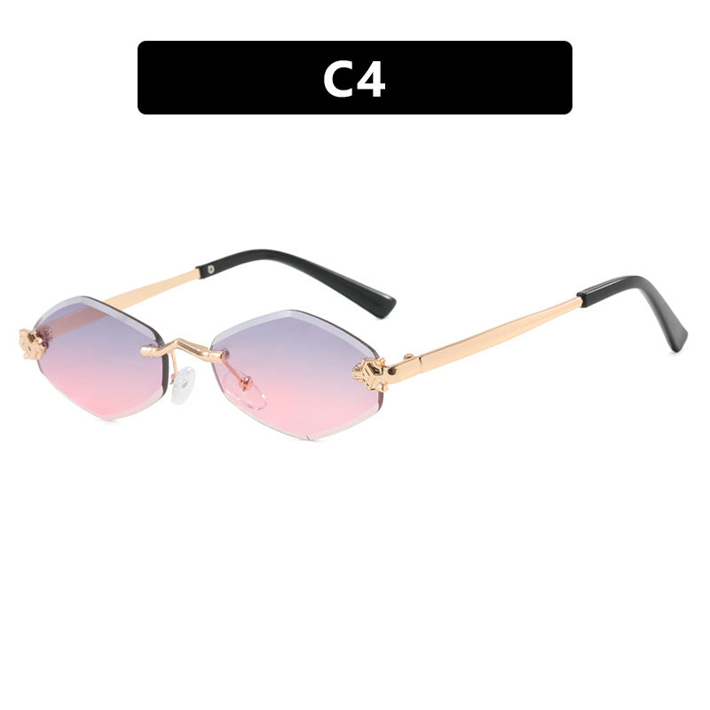 Damen geometrische Sonnenbrille mit doppeltem Metallrahmen und schützenden Gläsern Karnz