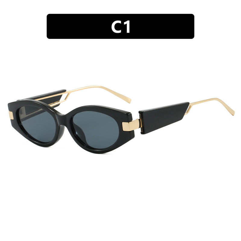 Damen elegante Cat-Eye Sonnenbrille mit goldenen Akzenten Karnz