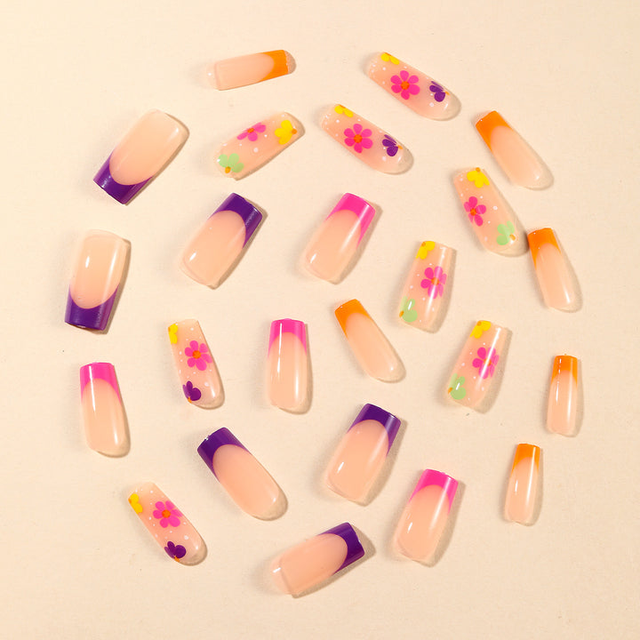 Vibrante Florale Nagelkunst Erweiterungen Karnz