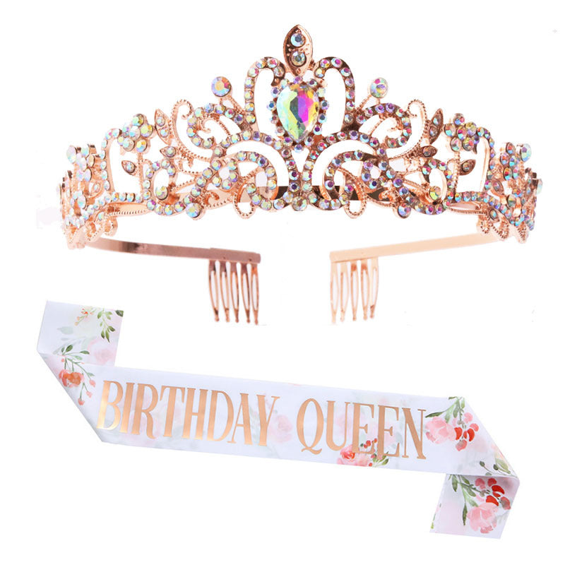 Damen Festliche Krone mit eleganter Schärpe Karnz