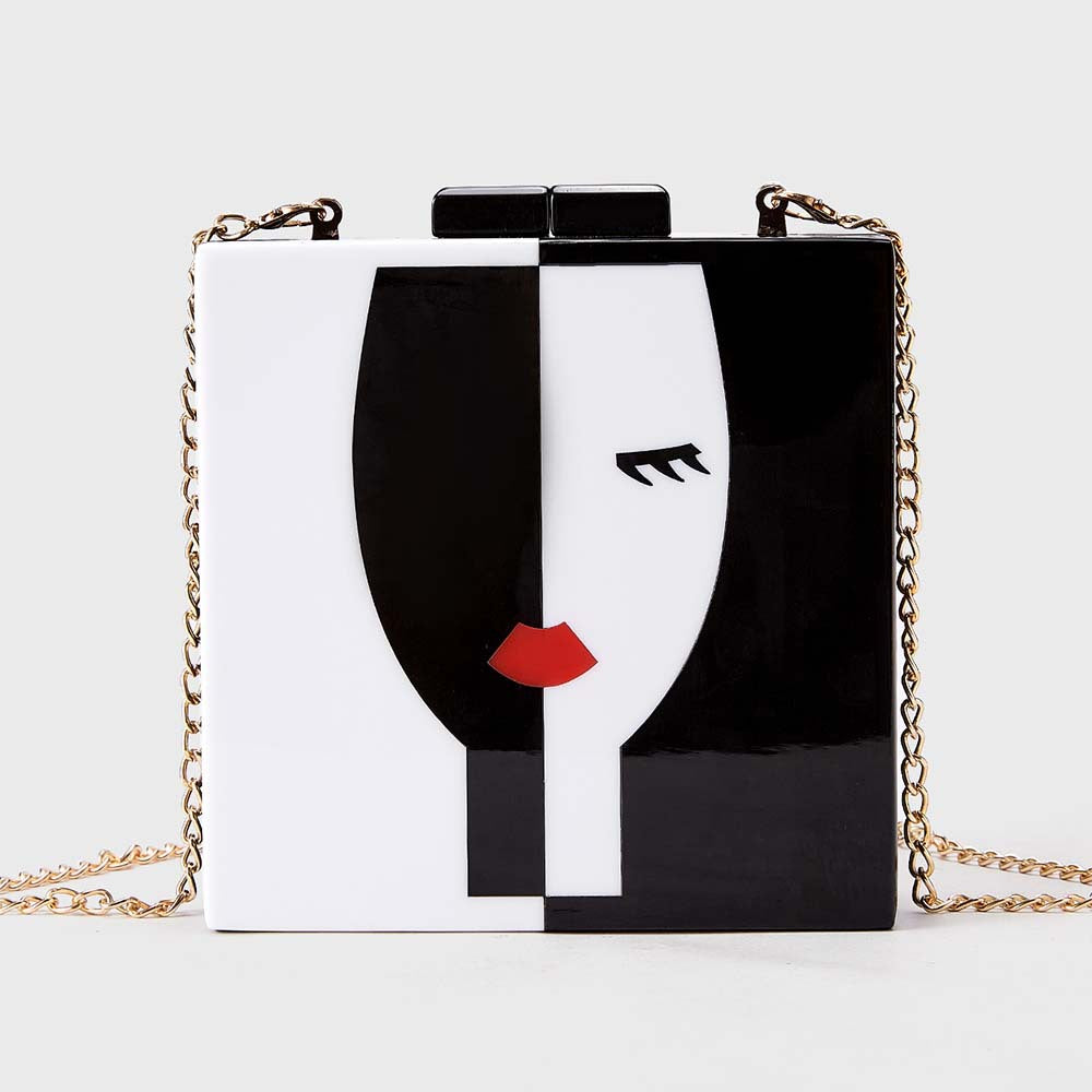 Künstlerische Gesichtsmuster-Acryl-Clutch
