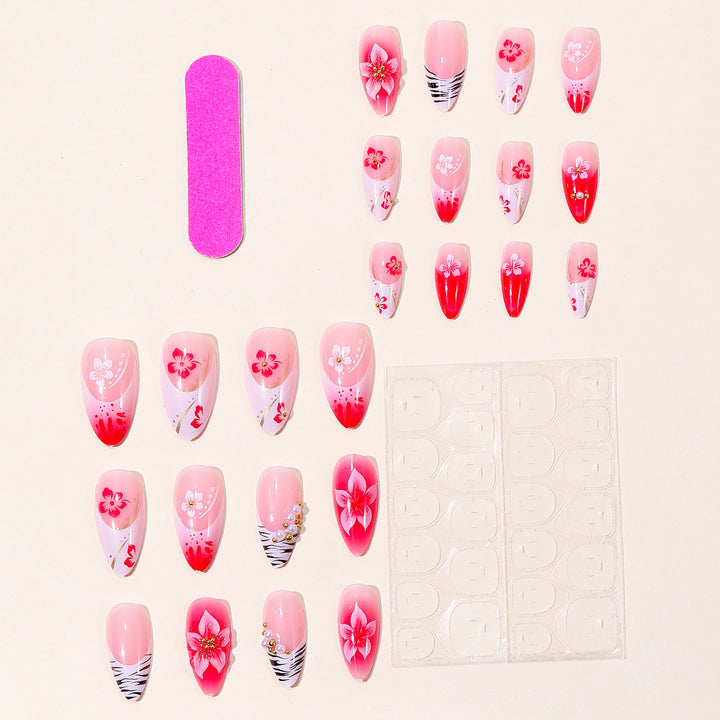 Exotische Blumen 3D Stiletto Nagelkunst Karnz