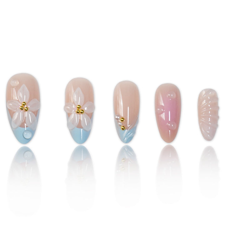 Künstlerisches florales Design Press-On Nagelset Karnz