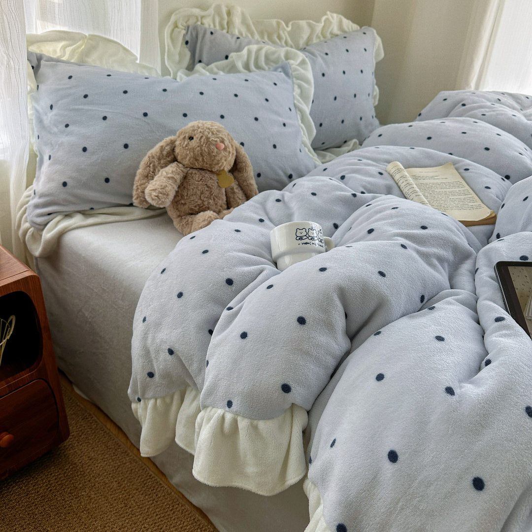 Polka Dot Plüsch Bettwäsche Set