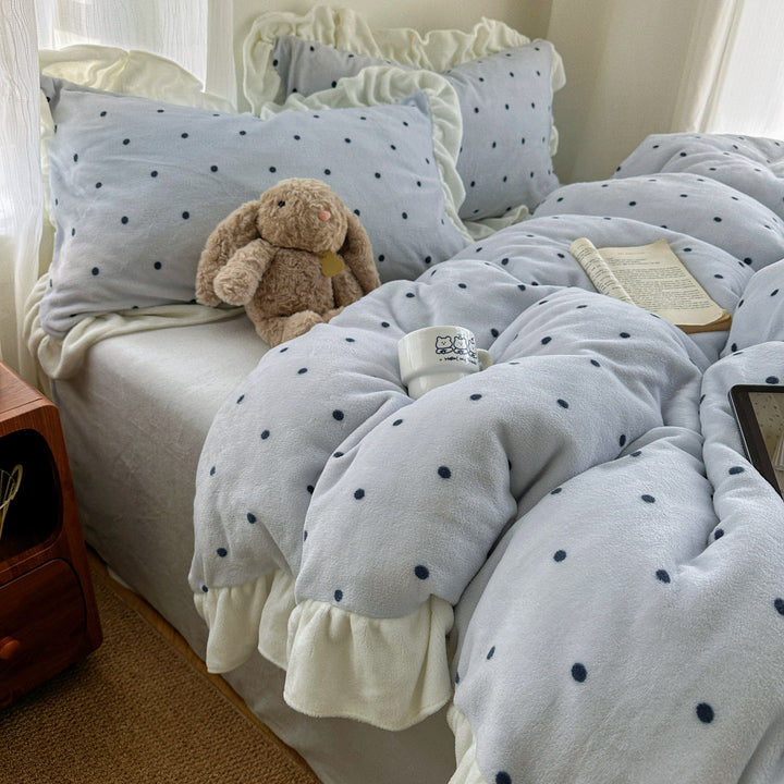Polka Dot Plüsch Bettwäsche Set