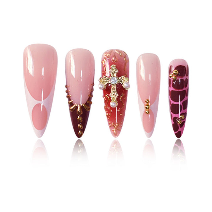 Glamouröse dekorative Stiletto-Press-on-Nagelset Karnz