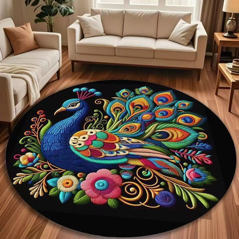 Runder Pfau-inspirierten Teppich