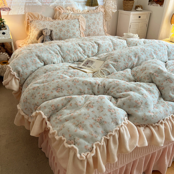 Plüsch Floral Rüsch Komfortbett-Set