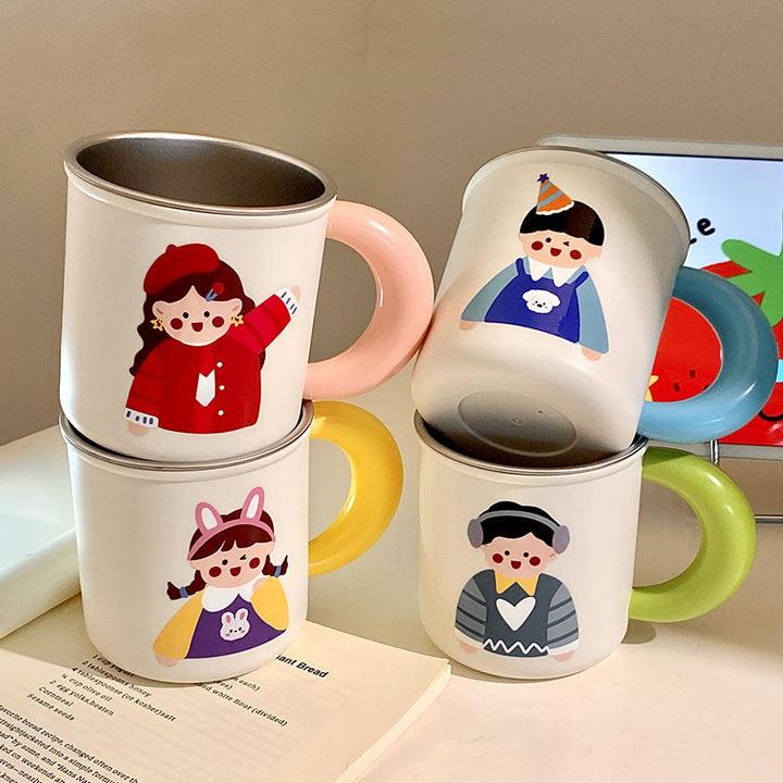 Edelstahl Kaffeebecher mit Fröhlichem Kindermotiv Karnz
