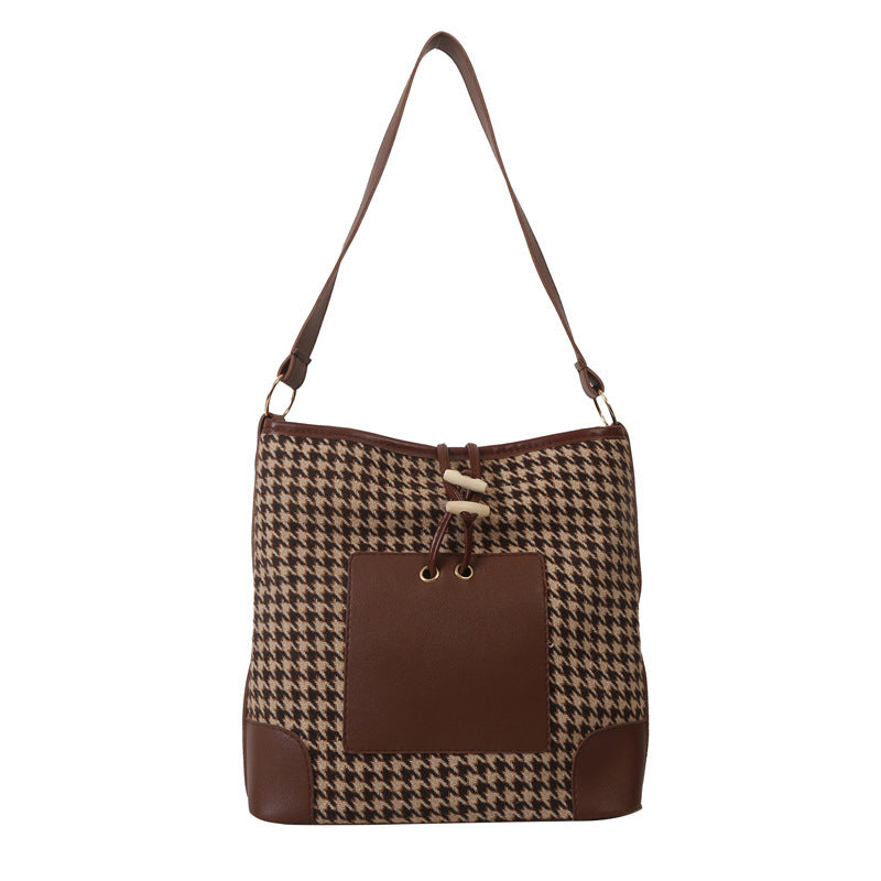 Stylische Hounds Tooth Druck Schultertasche