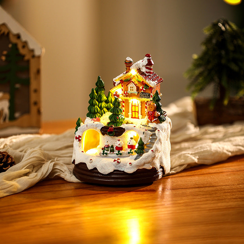 Beleuchtete Weihnachtsdorf-Szene mit winterlichem Design Karnz