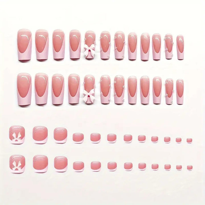 Dekorative Schleifen-verzierte Press-On Nagelkunst Karnz