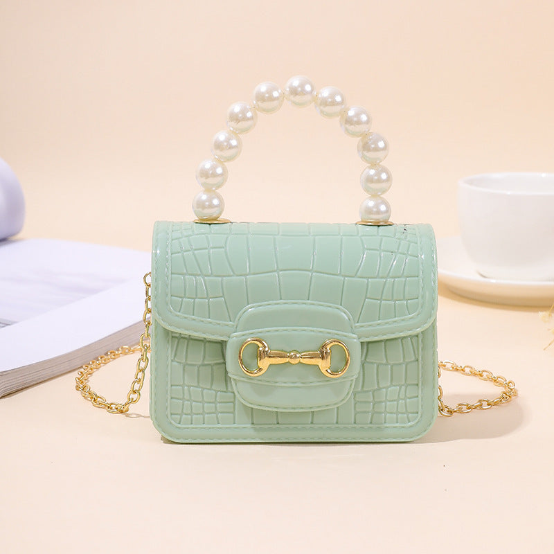 Damen elegante Handtasche mit Perlenhenkel und strukturiertem Design Karnz