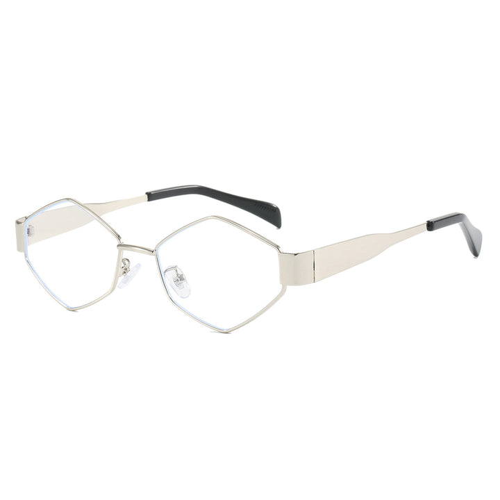 Damen moderne geometrische Sonnenbrille mit hochwertigem Metallrahmen Karnz