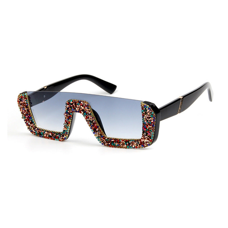 Damen elegante Glitzer-Sonnenbrille mit markantem Rahmen Karnz