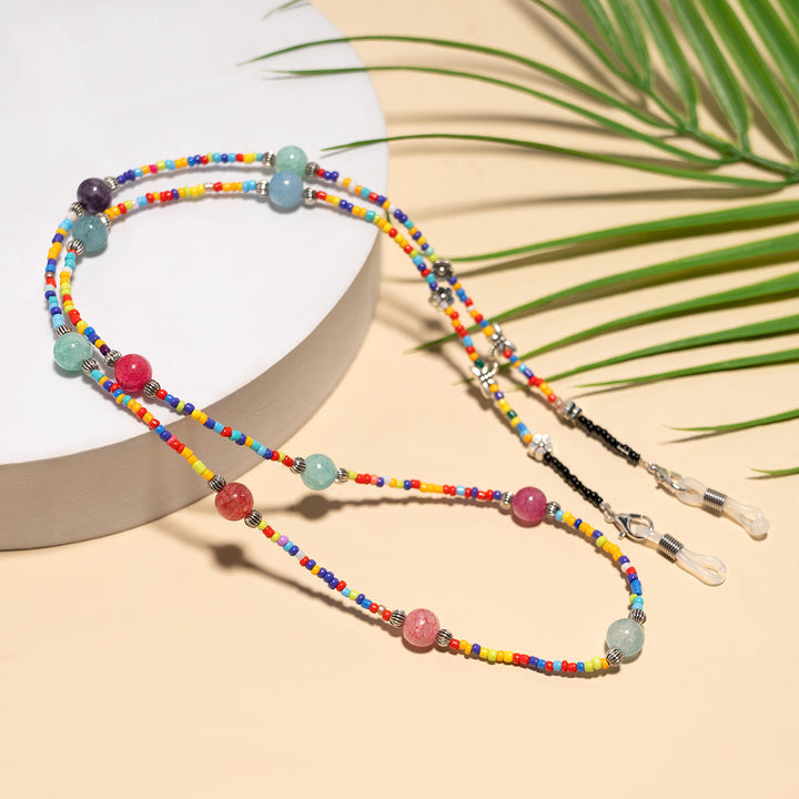 Bunte Perlen Brillen Kette Karnz
