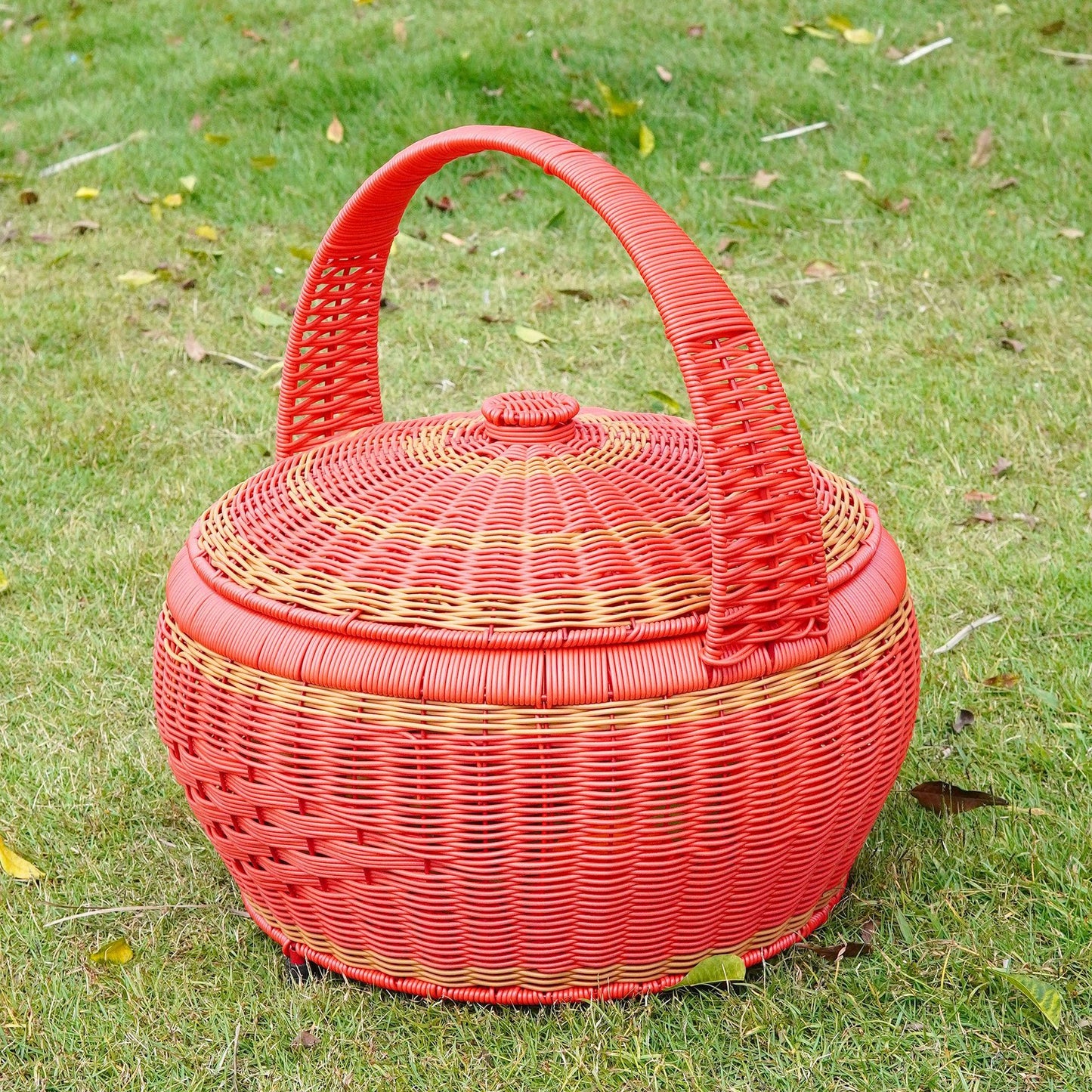 Damen Rattan Aufbewahrungskorb mit Deckel Karnz