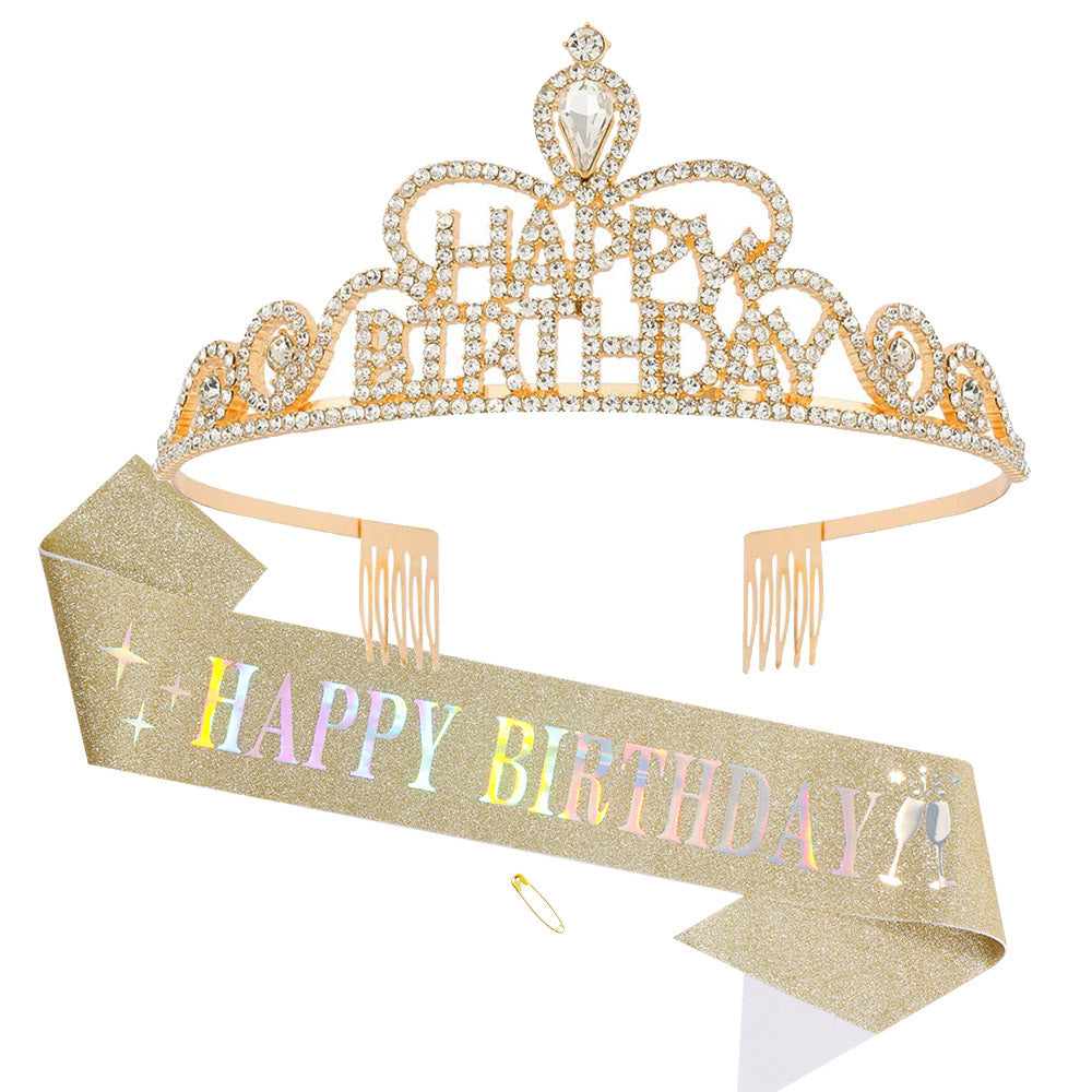 Damen Funkenkrone mit „Happy Birthday“ Schriftzug Karnz