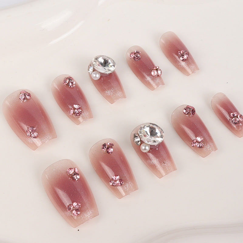 Rhinestone-verziertes Press-On-Nagelkunst-Set Karnz