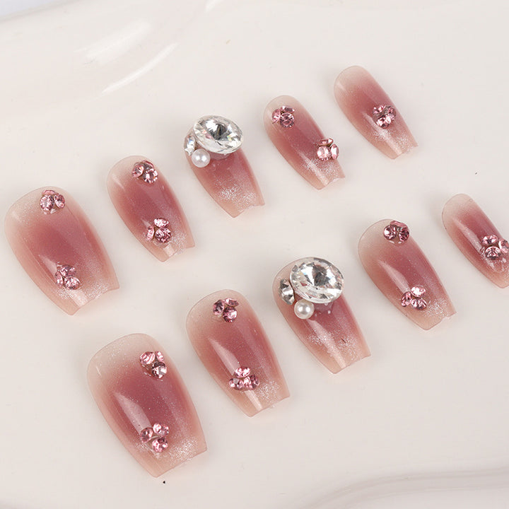 Rhinestone-verziertes Press-On-Nagelkunst-Set Karnz