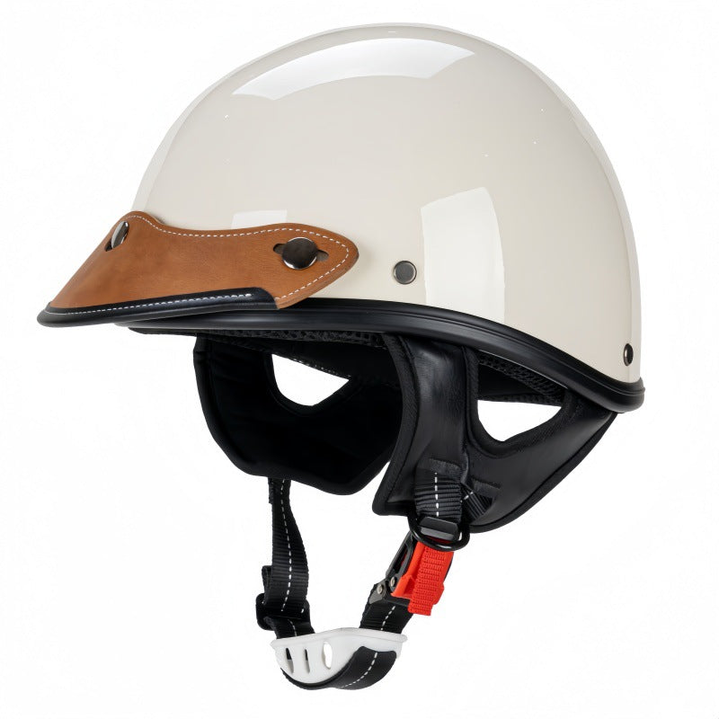Klassischer Leder-Motorradhelm Karnz