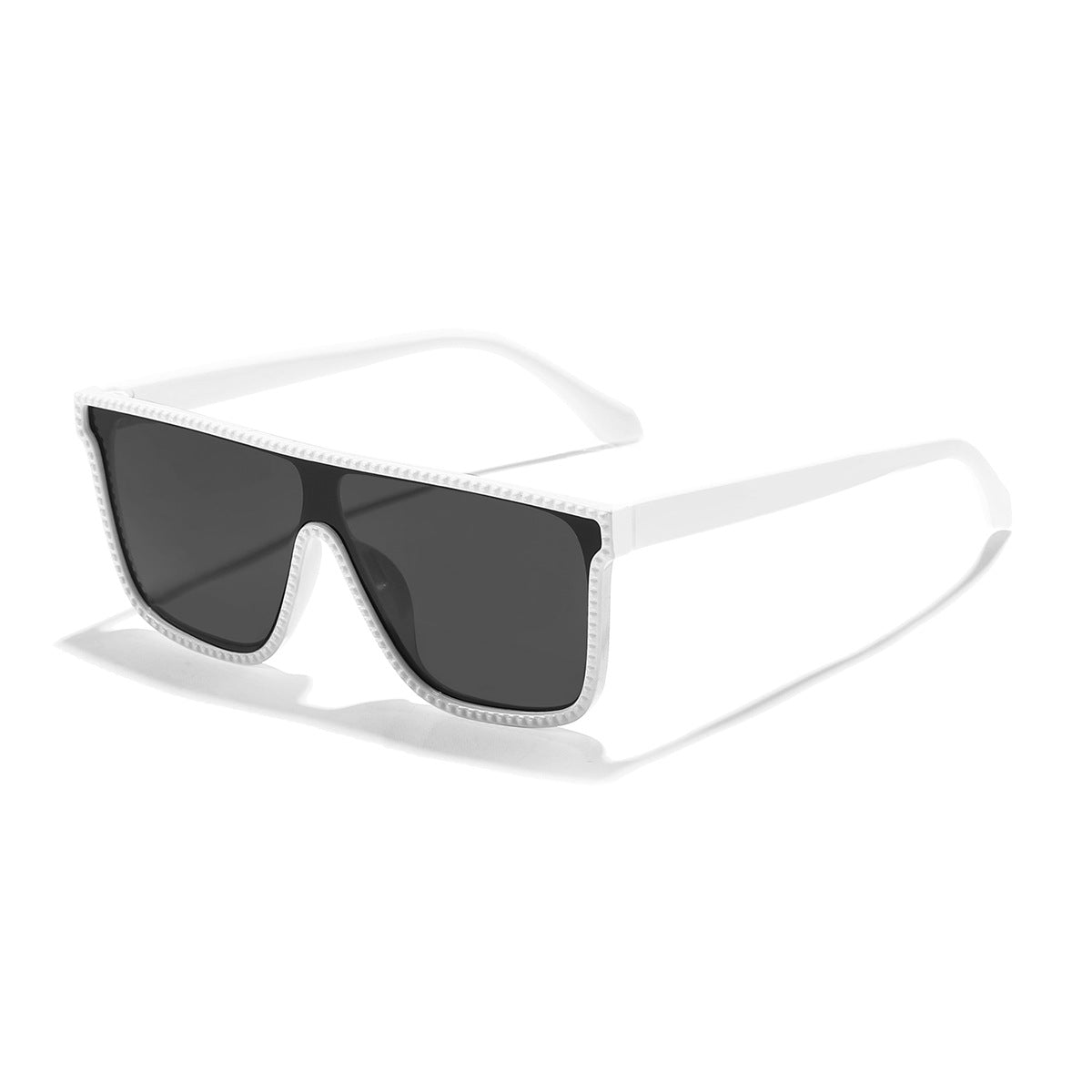Damen futuristische Mode-Sonnenbrille mit breitem Rahmen und kontrastierenden Gläsern Karnz