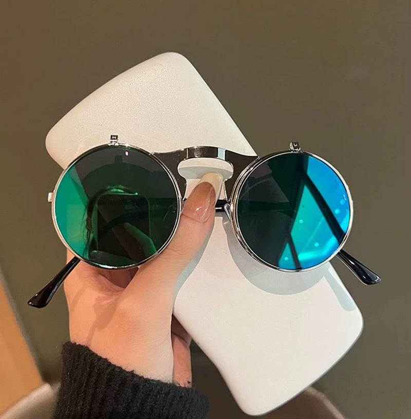 Damen Runde Designer-Sonnenbrille mit innovativem Rahmen Karnz