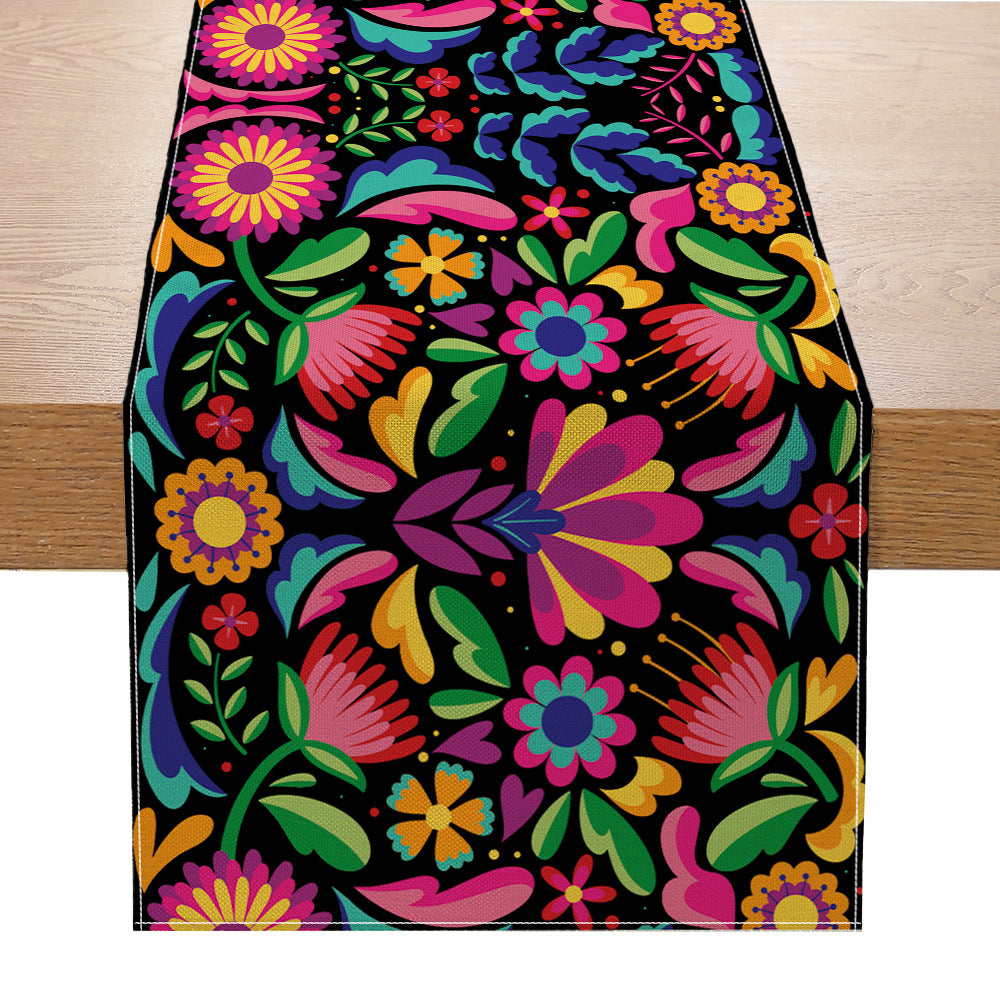 Folk Floral Tischläufer Baumwollmischung Dekorative Tischwäsche