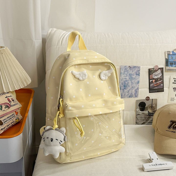 Polka-Dot-Muster Rucksack mit verspielten Flügelakzenten Karnz