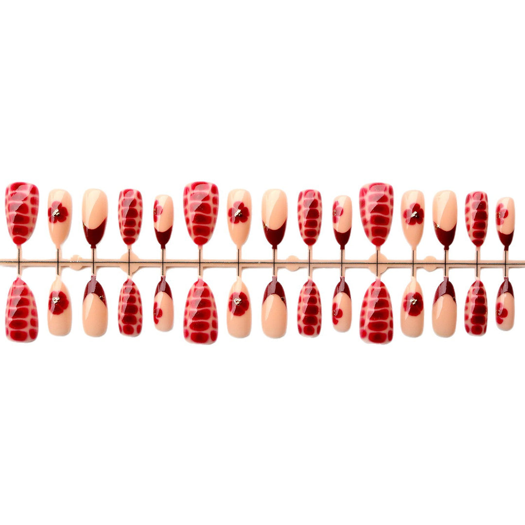 Künstlerisches Press-On Nagelkunst Set mit Blumenmustern