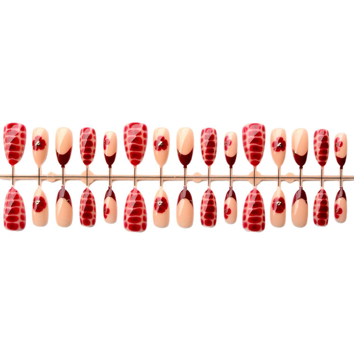 Künstlerisches Press-On Nagelkunst Set mit Blumenmustern