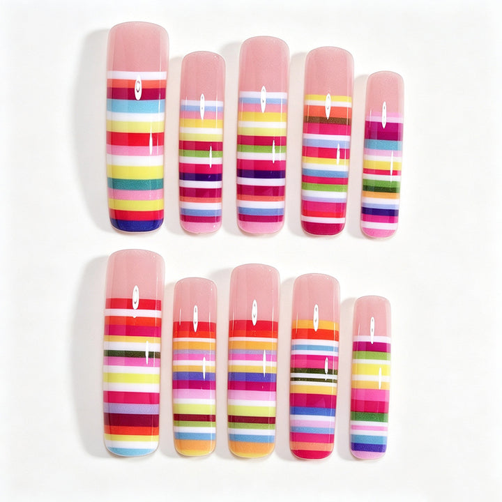 Bunte gestreifte Nagelkunst Tipps Karnz