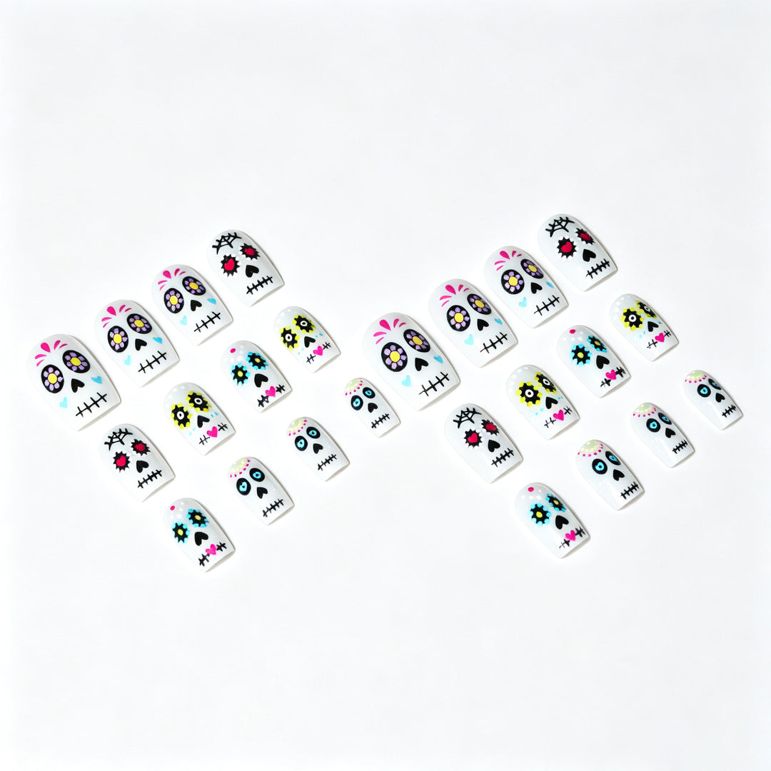 Künstlerisches Zuckerschädel-Nagelkunst-Design-Kit