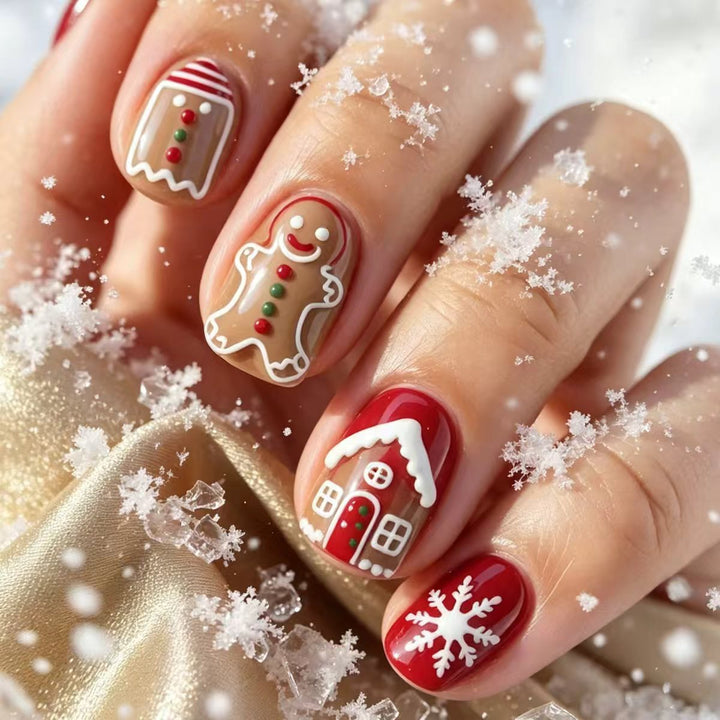 Kunstnägel Im Weihnachtlichen Lebkuchenhaus-Design Karnz