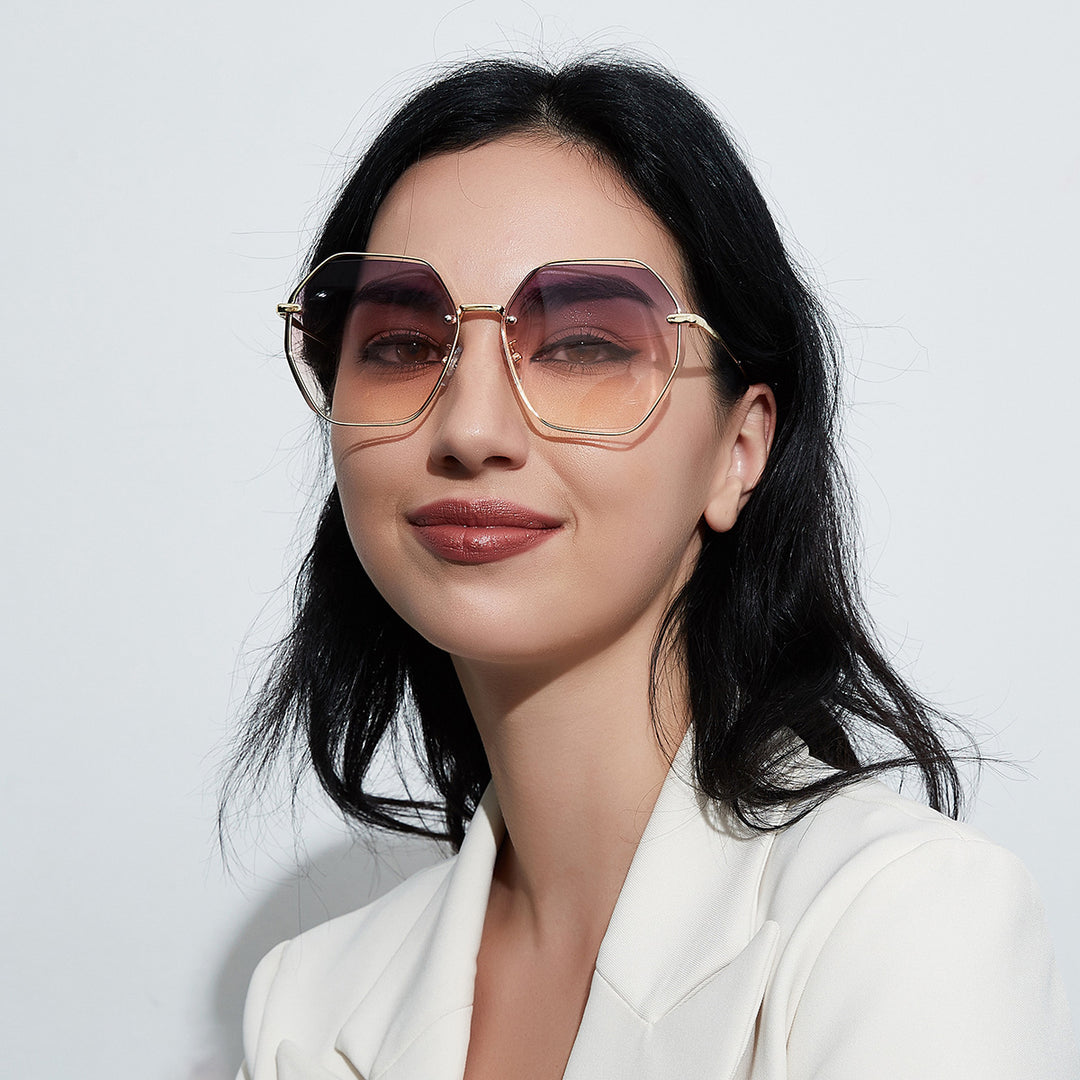 Damen modische achteckige Sonnenbrille mit elegantem Rahmen Karnz