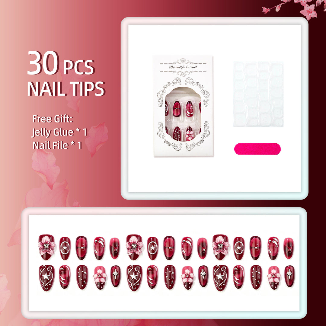 Dekorativer Blumen Press-On Nagel-Kit