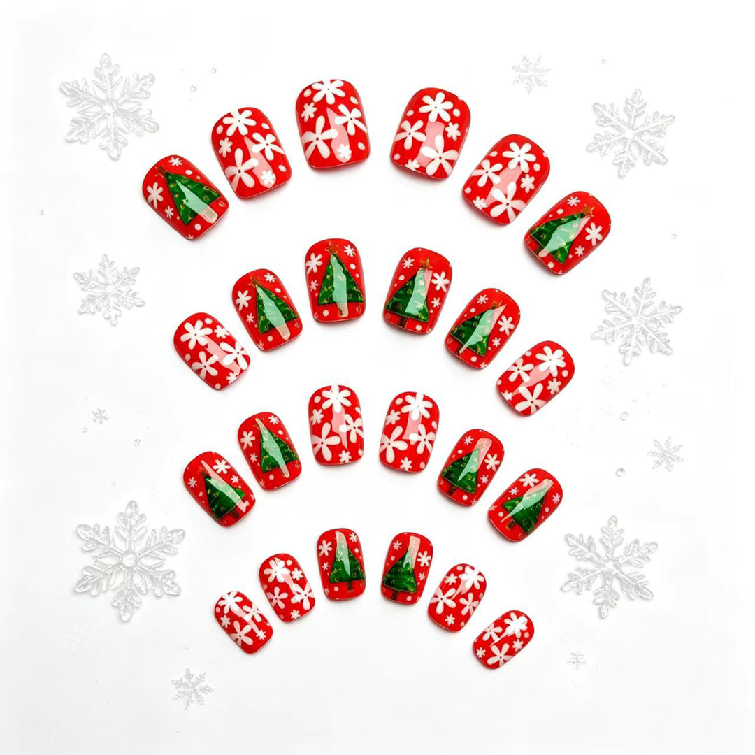 Kunstnägel mit Festlichem Weihnachtsbaum-Design Karnz