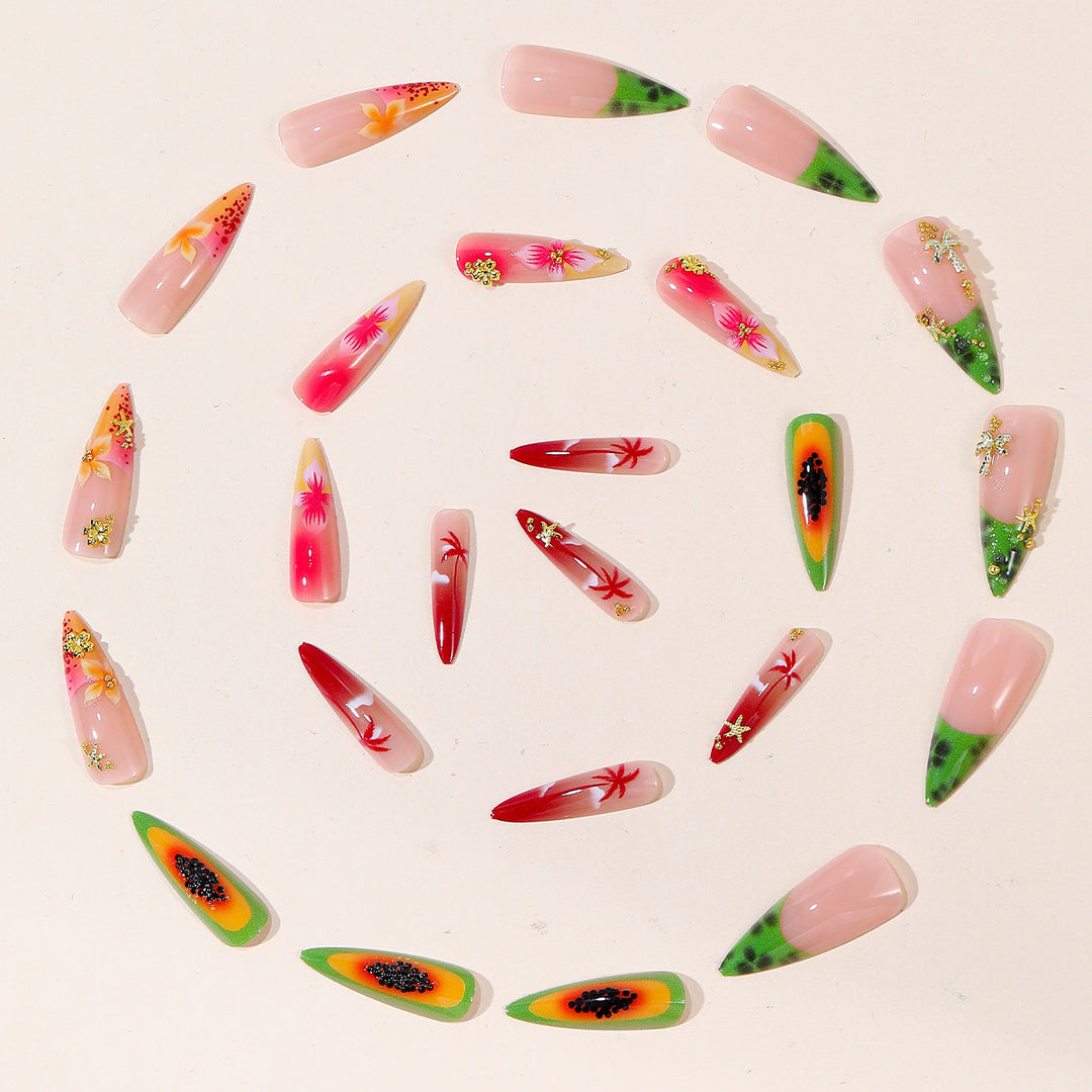 Tropisches Floral Nagelkunstset Karnz