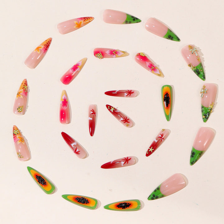 Tropisches Floral Nagelkunstset Karnz