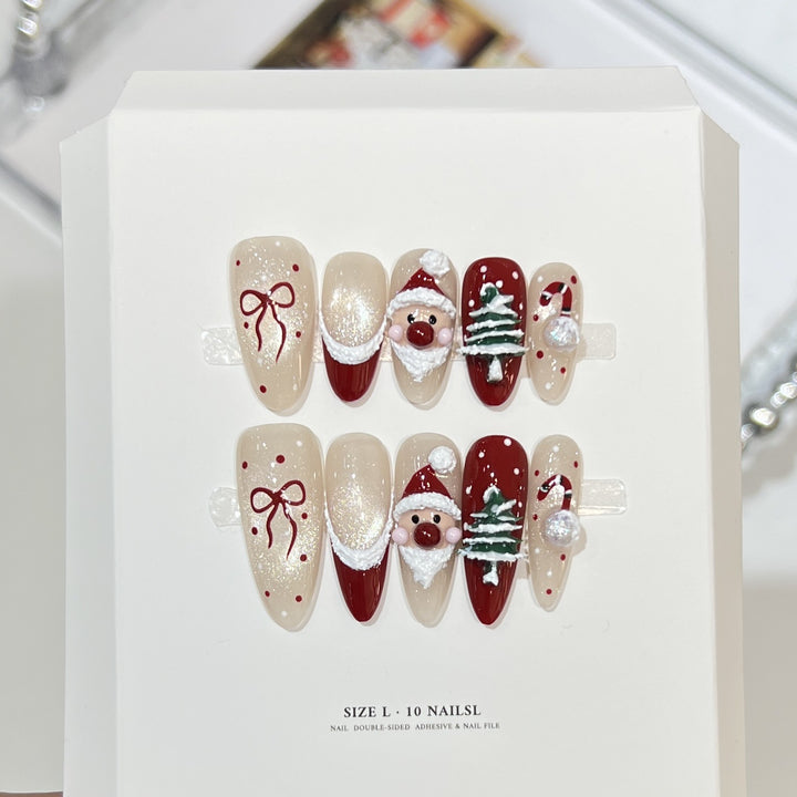 Schneeflocken-inspirierte Glitzer Press-On Nagel Set Karnz