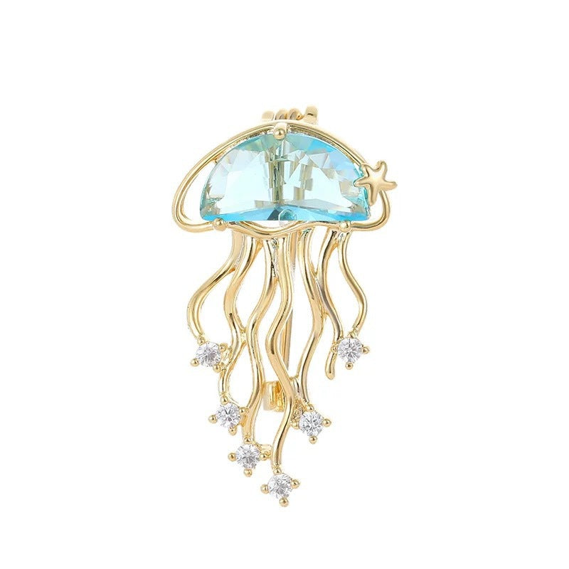 Elegante Quallenbrosche mit Funkelnden Kristallen Karnz