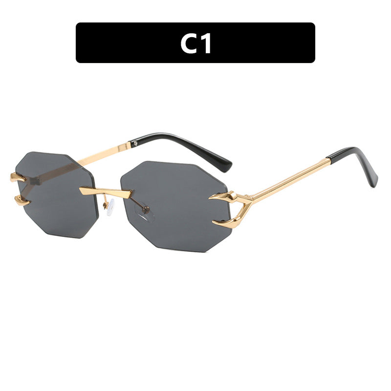 Damen geometrische Sonnenbrille mit modernem Metallrahmen Karnz